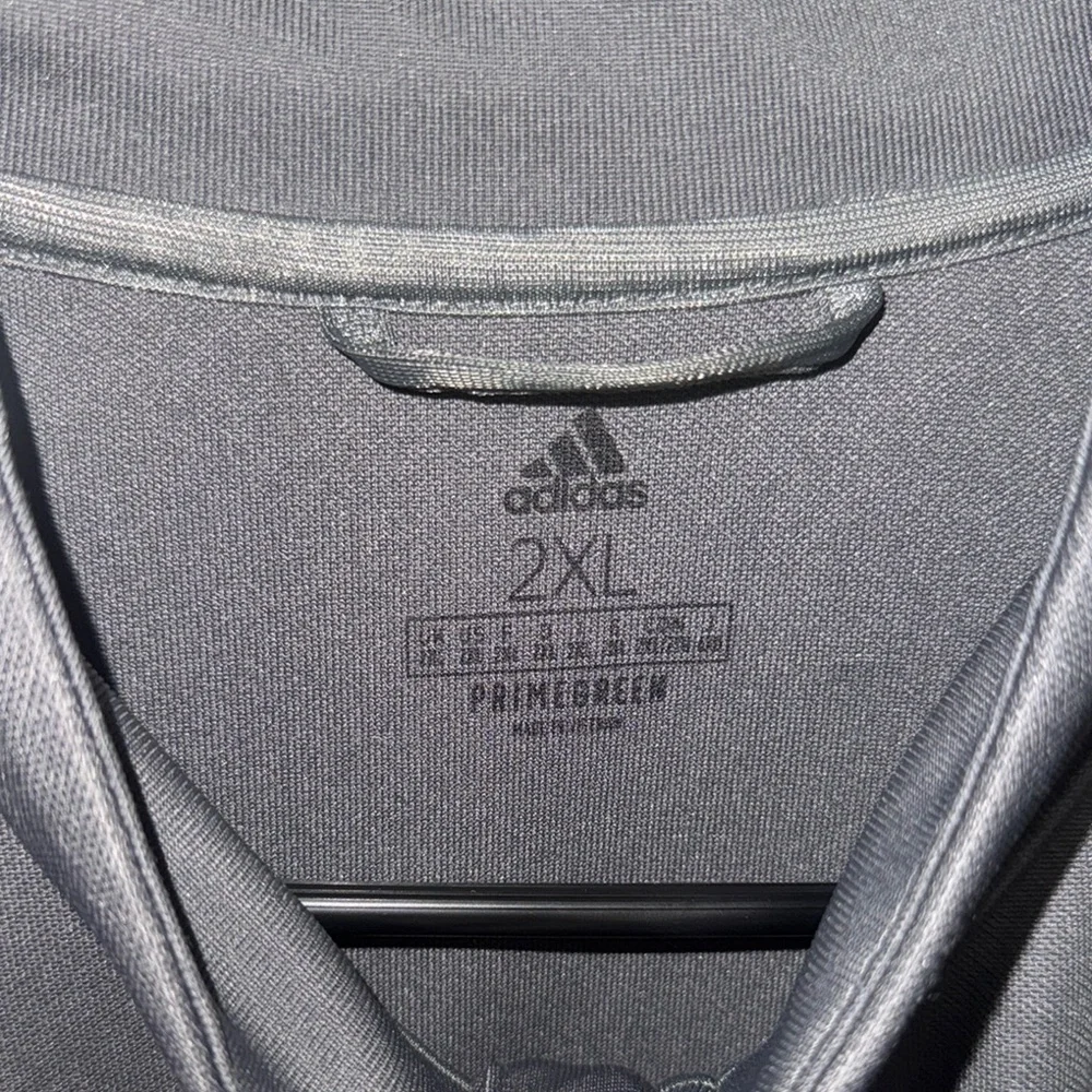 Adidas 2XL Gray Windbreaker Jacket with Signature Stripes